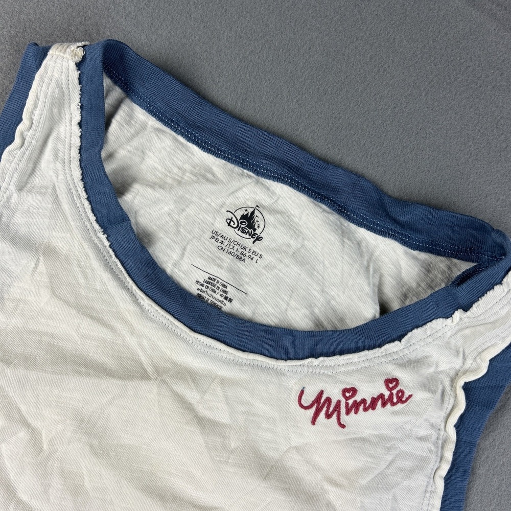 Disney Parks Minnie Embroidered Tank Mickey Goofy Friends Distressed Look Large